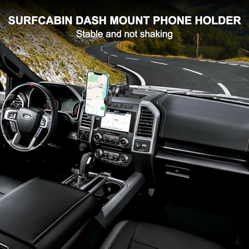 Durable Metal Dash Mount Phone Holder for 2015-2020 F150 & 2017-2022 F250/F350 – Secure & Convenient Cellphone Bracket with 360° Rotation for Optimal Viewing – Perfect Accessory for Safe Driving & Navigation