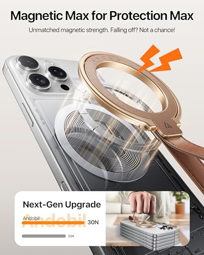 Elevate Your i Phone Experience with the andobil 2025 Premium Leather Magnetic Phone Grip – Unmatched Stability & Adjustable Kickstand for Seamless Mag Safe Integration, Compatible with i Phone 16 Pro Max/15/14/13 in Elegant Brown – Luxurious Design Meets Exceptional Functionality