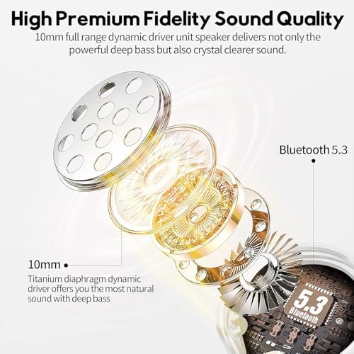 Elevate Your Sound with MOZOTER Bluetooth 5.3 Wireless Earbuds – Deep Bass & Crystal Clear Calls, 4-Microphone Noise Cancelling Technology, Lightweight Design for Ultimate Comfort, Wireless Charging Case – Perfect for i Phone and Android Users, Ideal for Workouts and Daily Adventures