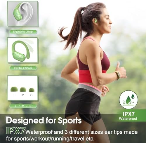 Ultimate Bluetooth 5.4 Wireless Earbuds with 75-Hour Playtime – Ergonomic Deep Bass Sport Headphones with IPX7 Waterproof Rating for Active Lifestyles, Advanced ENC Noise Cancelling Mic for Superior Call Clarity – Ideal for Fitness and Outdoor Activities