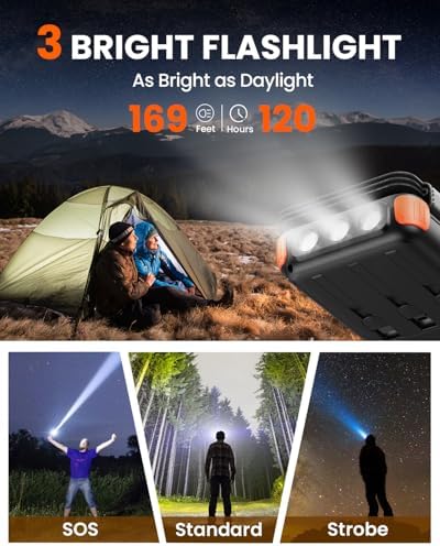 Ultimate SOARAISE 25000 m Ah Solar Power Bank: Fast Wireless Charging with Built-in Cables, Dual USB Outputs, 4 Solar Panels & Triple LED Flashlights for Outdoor Adventures – Reliable Portable Charger for Camping & Emergencies