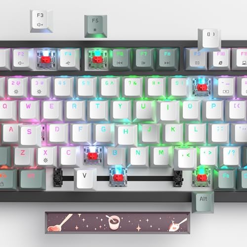 Transform Your Gaming Setup with the 75% Monster B Wired Mechanical Keyboard – 82 Keys, Gasket Mount Design, Hot-Swappable White Switches, RGB Lighting, Programmable Features for Mac/Windows – Unmatched Speed and Comfort for Gamers and Professionals