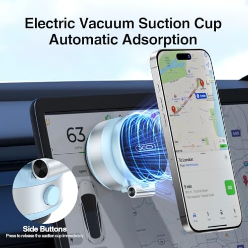 Revolutionary Magnetic Car Phone Holder – Adjustable Vacuum Suction Mount for i Phone 12-16 – Enhanced Stability on Smooth Surfaces – Foldable Design for Optimal Viewing – Hands-Free Navigation & Communication Solution – Durable Lightweight Construction for Everyday Use – Effortless Attachment with Electric Magnetic Technology – Perfect for Mirror, Glass, and Screen Surfaces – Elevate Your Driving Safety with This Essential Accessory