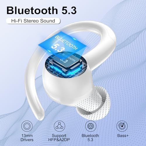 Elevate Your Audio Experience with VKROBAG Bluetooth 5.3 Sports Earbuds | CVC 8.0 Noise Cancellation for Crystal-Clear Sound | IP7 Waterproof Design Ensures Durability in Any Weather | 48-Hour Playback for All-Day Listening | Secure Over-Ear Hooks for Active Lifestyles | Immersive Enhanced Bass for Dynamic Sound Quality | Perfectly Engineered Wireless Earphones for Running, Workouts, and On-the-Go Use