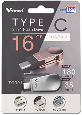 Revamp Your Data Storage with the TC-301 3-in-1 USB 3.0 Flash Drive – Versatile Type C, Type A & Micro Connectors, 64 GB High-Speed OTG Solution for Smartphones, Tablets & New Mac Books!