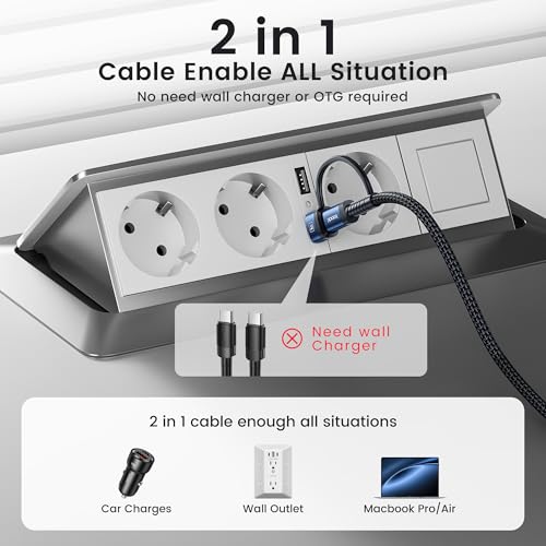 60 W USB-C to USB-C Cable Bundle (2-Pack, 6.6 FT) – Superior Fast Charging & Data Sync with Ergonomic Right Angle Design – Ideal for i Phone 15 Pro Max, Mac Book Air, Samsung S23 Ultra & More – Built to Last with Premium Durability & Versatile Compatibility