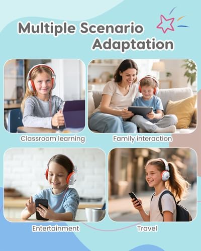 Safeguard Your Child’s Hearing with Durable Wired Headphones Featuring Volume Limiting Technology – Comfortable On-Ear Fit for Extended Use in School, Travel, and Entertainment – Enhanced Stereo Sound with 3.5 mm Compatibility – Available in Eye-Catching Blue and Red for Boys and Girls