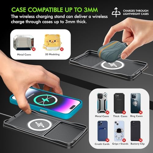 LANSEMKU 15 W Wireless Car Charger Pad – Sleek Anti-Slip Design for Seamless Charging on the Go – Compatible with i Phone 16/15/14/13/12 Pro Max & Samsung S23/S22/S20 – Fast Charging Solution with 30 cm Cable – Elevate Your Driving Experience with Enhanced Compatibility and Convenience