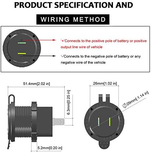 Upgraded Aluminum Alloy Quick Charge 3.0 Dual USB Car Charger Socket with Built-in Voltmeter – Fast, Reliable Charging Solution for Vehicles, Boats, and RVs – Sleek Silver-Green Design for Enhanced Aesthetic Appeal and Performance