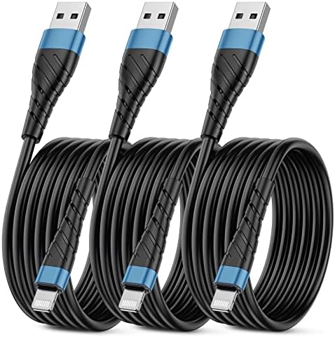 MFi Certified 6 Ft Lightning Charging Cable for i Phone – 3 Pack Fast Charging USB Cord, Durable Design for Enhanced Compatibility with i Phone 12/11/XS/Max/XR/X/8/8 P/7 P/6 & i Pad – Seamless Power-Up Experience