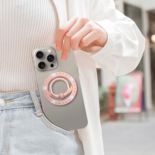 Elevate Your Mobile Experience with the Premium Glitter Gold Magnetic Phone Ring Holder – Perfectly Compatible with Mag Safe for i Phone 12-16, Adjustable Kickstand for Effortless One-Handed Use, Enhanced Grip for Secure Handling and Stylish Aesthetics