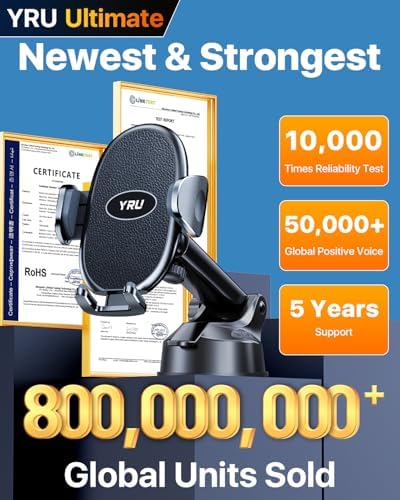 YRU 2025 Enhanced Universal Car Phone Holder with 360° Rotatable Design & Robust Suction for i Phone & Samsung – Stylish Light Blue Dashboard & Windshield Mount for Secure, Hands-Free Navigation and Music Access