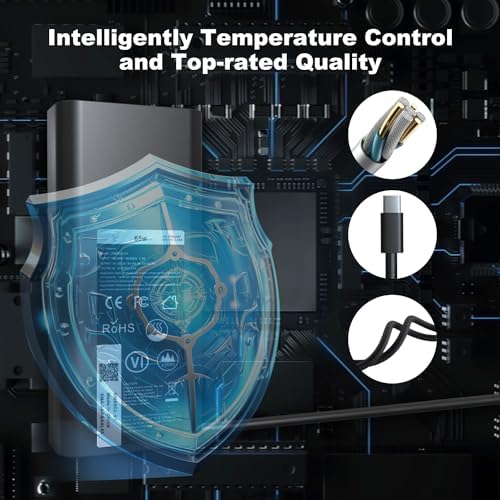 High-Speed 65 W USB Type-C Charger for Dell Laptops – Compatible with Latitude 5530, Inspiron 7425, XPS 13 & More – Enhanced Efficiency & Multi-Protection Design for Safe Charging – Perfect Power Adapter for Home & Office Use – Universal Fit for New Dell Models with 30-Day Money Back Guarantee and 12-Month Warranty