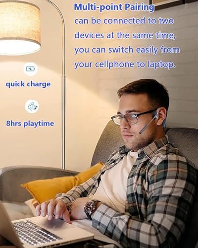 Next-Gen Bluetooth 5.0 Open Ear Wireless Headphones with Superior Noise-Cancelling Mic – IPX4 Waterproof Earbuds Perfect for Professionals and Active Lifestyles – Dual Device Pairing for Effortless Connectivity and Crystal-Clear Communication