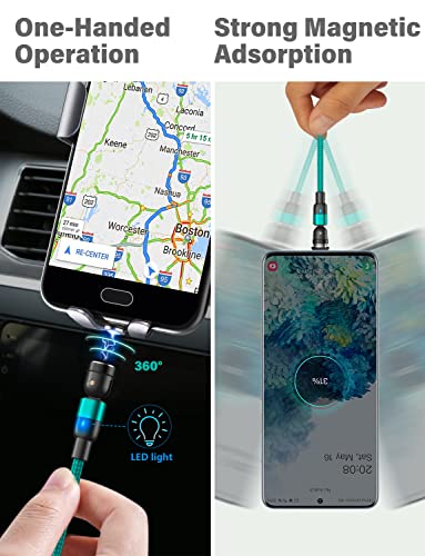 Revolutionize Your Charging Experience with TUNKIA’s 4-Pack Magnetic Charging Cable Set – Versatile 360° & 180° Rotating USB-C Cords with LED Indicator, Durable Nylon Braided Design for Enhanced Device Compatibility and Rapid Power Delivery – Perfect for Home, Office, and Travel Use