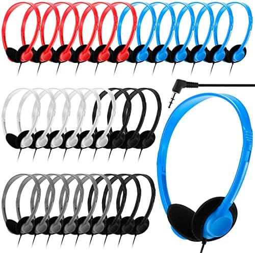 Yunsailing 30-Pack Classroom Headphones – Lightweight & Durable On-Ear Headsets with 3.5 mm Jack for Engaging Learning – Cheerful Light Yellow Color for Students and Teachers in Educational Settings