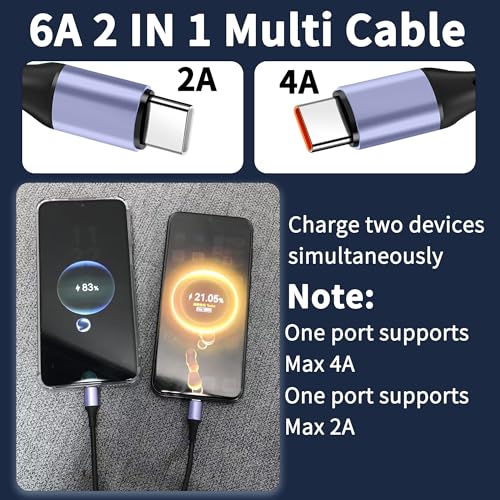 Revolutionize Your Charging Experience with the Coiled Dual USB C Splitter Cable – 90-Degree USB A to Two Type C Fast Charging Cord, 5.9 Ft for i Phone 15/16, Samsung S23/S22/S20 & More – Effortless Data Sync and Optimal Organization for Modern Tech Users