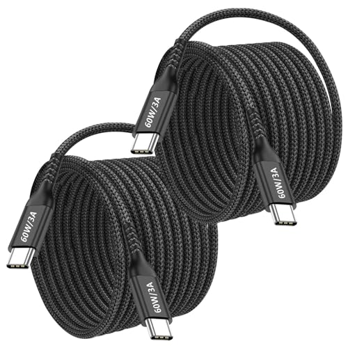 Fast Charging USB C to USB C Cable – 10 ft Braided Type C Charger Cord (2-Pack) for i Phone 15 Series, i Pad Pro/Air, Mac Book Air, Samsung Galaxy S23/S22/S21, Note 20 & PS5 – 60 W Power Delivery, Durable & Tangle-Free Design for Maximum Flexibility and Enhanced Compatibility