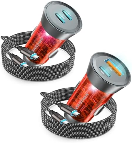 90 W Dual-Port USB C Fast Car Charger 2-Pack – PD 45 W & QC 45 W Quick Charge Adapter for Samsung Galaxy S25 Ultra, i Phone 15, and More – Ultimate Compatibility & Safety Features for Efficient On-the-Go Power