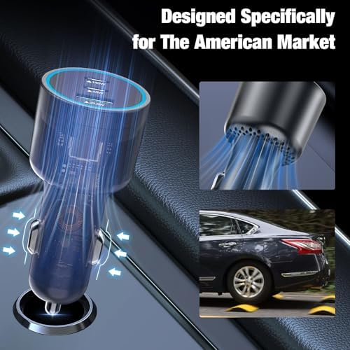 Power Up on the Road: 140 W USB C Car Charger with PD3.1 & PPS Technology for Super Fast Charging, Compatible with i Phone 16 Pro Max, Mac Book Pro/Air, Samsung S25, and Drones – Includes 100 W E-Mark Cord for Ultimate Safety and Efficiency