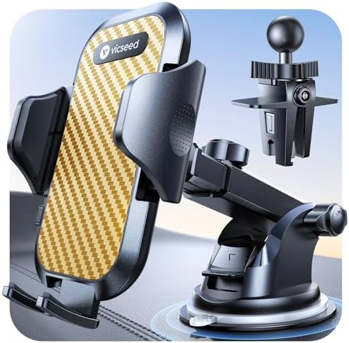 VICSEED Military-Grade Adjustable Phone Holder for Cars – Unmatched 95+ lbs Suction Power for Secure Dashboard, Windshield & Vent Mounting – Universal Compatibility with i Phone & Android – Ultimate Convenience for Safe Driving