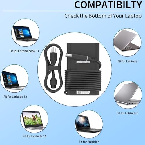 Powerful 65 W USB-C Laptop Charger for Dell – Optimized for XPS & Latitude Series – Lightweight, Travel-Friendly AC Adapter with Advanced Safety Mechanisms – Perfect for Home and Office Use – Versatile Fast Charging Solution for Enhanced Device Performance and Protection