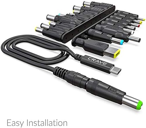 Ultimate 19-Piece Laptop Adapter Kit for Crave Power Pack – Universal USB-C to DC Charging Solution with 19 Adapters for Acer, Asus, Lenovo, Dell, HP, Fujitsu, Toshiba, Samsung, Ben Q, Sony, IBM – Superior Compatibility & Rapid Charging Performance