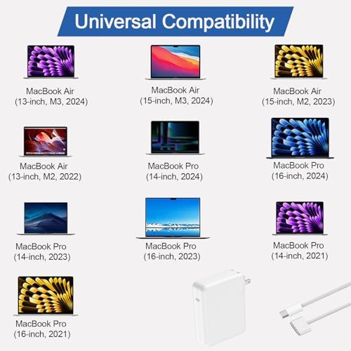 Powerful 140 W USB-C Charger for Mac Book Pro 14/16″ & Air 13/15″ (2021-2024) – Ultra-Fast Charging with 6.6 FT Braided USB-C to M3 Cable, Intelligent Battery Protection, LED Indicator, Premium Quality & 24-Month Warranty – Compatible with M1, M2, M3 Chips