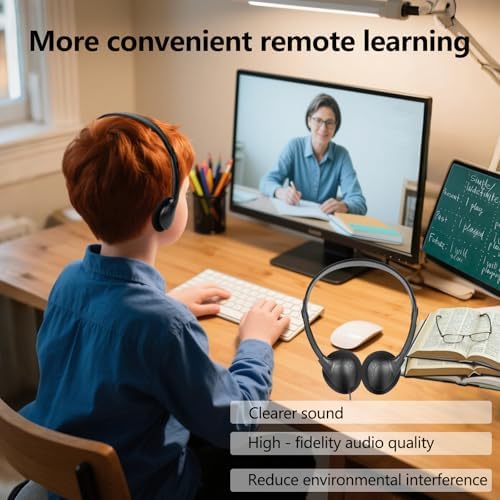 Classroom-Ready USB C Headphones for Kids – 10 Pack On-Ear Type C Headphones for i Pads & Smartphones – Superior Audio Clarity for Enhanced Learning & Fun Activities