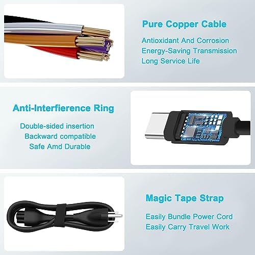 Dell 65 W USB-C Laptop Charger – High-Speed Replacement for XPS, Chromebook, Latitude, and Inspiron Models – Dual Compatibility for Home and Office Use – Enhanced Power Delivery (PD 3.0) for Efficient Charging – Ideal AC Adapter for Work and Travel