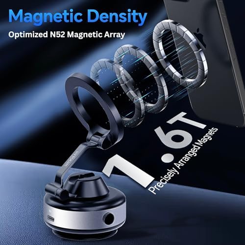 Phone Holders for Your Car Mini Z Foldable with Electric Suction Cup Magsafe Car Mount Ideal for Travel/Gym/Mirror/Smooth Surface Magnetic Phone Holder for Car Fit for iPhone 16 Pro Max 15 14 13 12 – Enhanced Compatibility and Speed