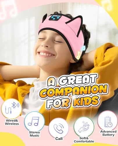 Premium Safe Listening Kids Headphones – Versatile Bluetooth & Wired Connectivity – Ultra-Comfort Stretchy Headband for Secure Fit – Travel-Friendly Audio Gear for Toddlers and Babies – Exceptional Device Compatibility – Lightweight, Durable Design for Everyday Adventures