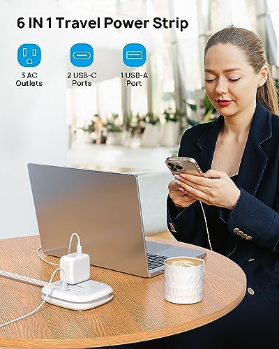 Ultimate Travel Power Strip with Fast Charging USB-C, 3 Spacious Outlets, and 2.6 FT Cord – Perfect for Hotels, Cruise Ships & On-the-Go Power Needs – Compact & Lightweight Design for Effortless Portability and Enhanced Device Compatibility