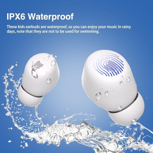 Penguins Kids Bluetooth Headphones – Safe 85 d B Volume Limited Earbuds with 30-Hour Playtime, Waterproof Touch Control for Small Ears – Ideal for School, Travel, and Home Use with Superior Device Compatibility and Child-Friendly Design