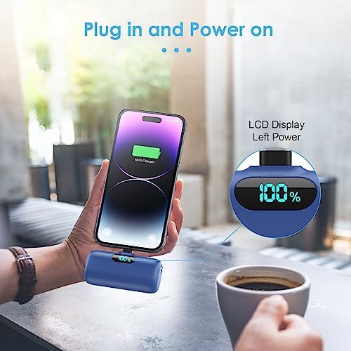 Compact Pink Portable Charger for i Phone – 5000 m Ah PD Fast Charging Power Bank, Lightweight Mini Battery Pack Compatible with i Phone 14/14 Pro Max/13/13 Pro/12 Pro/11/XS/XR/X/8/7/6 – Stylish and Versatile Backup Solution for On-the-Go Power