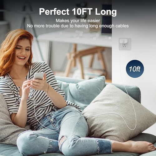 30 W USB-C Fast Charger with 10 FT Type C Cable – Ultimate Power Solution for i Phone 16/15 Pro Max, i Pad Pro/Mini/Air & Samsung Galaxy S24/S23/S22 Ultra – Compact, High-Speed Charging for On-the-Go Convenience and Versatile Compatibility