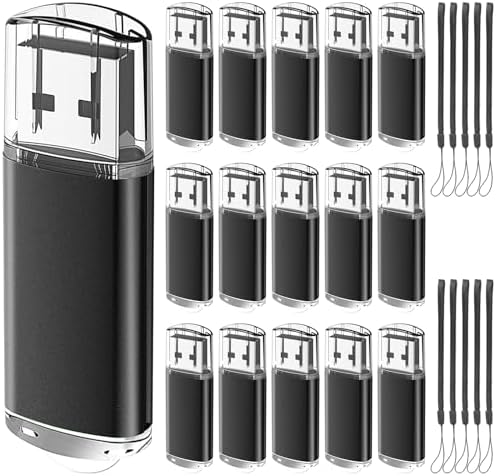 EASTBULL 32 GB USB Flash Drive 10-Pack – High-Speed USB 2.0 Portable Storage Solution for Effortless Data Backup and File Transfers, Sleek Black Design for Professionals and Students