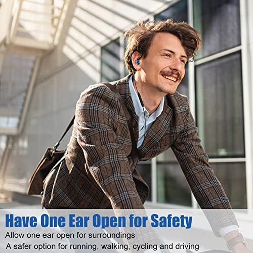 Wired Single Earbud with Mic – Mono Headphone for Active Lifestyles, Enhanced Over-Ear Hook Design for Secure Fit, Ideal for Driving, Running & Cycling, Includes Protective Case for Convenience and Clarity with Cell Phones & Laptops
