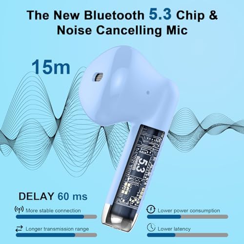 Light Pink Bluetooth 5.3 Wireless Earbuds – Exceptional Noise Cancelling Sports Headphones with IP7 Waterproof Design for Unmatched Outdoor Performance – 32 Hours of Playtime & Quick USB-C Charging for Ultimate Audio Convenience