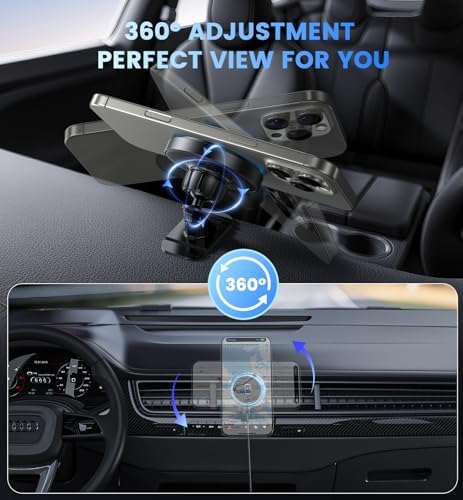 Mag-Safe Car Charger Mount: 15 W Magnetic Wireless Charging Solution for i Phone 12-16 Series – 3-in-1 Multifunctional Holder for Enhanced Navigation and Streaming – Sleek, Durable Design Perfect for Tech Lovers on the Go