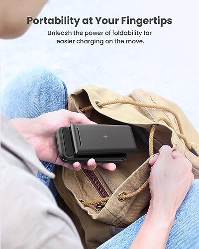 GEEKERA 3-in-1 Foldable Wireless Charging Station for Apple Devices – Fast Charge Your i Phone 16/15/14/13/12/11 Pro Max, Apple Watch Ultra/10/9/SE/8/7/6/5 & Air Pods Pro/4/3/2 with Travel-Friendly Design – Ultimate Multi-Device Charging Solution for Home & On-the-Go Efficiency