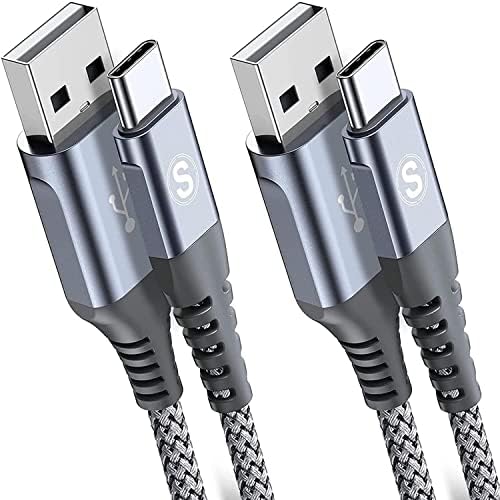 sweguard 3.1 A Fast Charging USB Type C Cable – 2 Pack 6.6 ft Nylon Braided Charger for Samsung Galaxy, LG, Moto, PS5 – Durable, Tangle-Free, High-Speed Data Sync – Ultimate Compatibility and Convenience in Pink