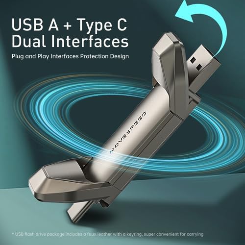 MOVE SPEED 128 GB High-Speed USB Flash Drive – Dual Port Type C & USB 3.2 Compatibility for i Phone 15/16, Android & Mac Book – Lightning-Fast 400 MB/s Data Transfer – Perfect for Photos, Videos & Documents – Compact & Durable Storage Solution