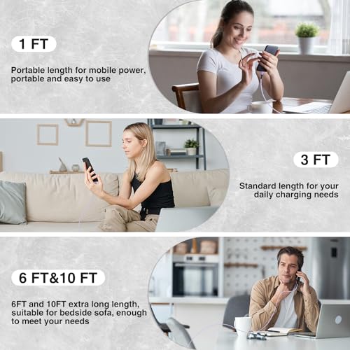 High-Speed Braided USB A to Type C Charger Cable Set – 5 Pack of 6 ft Fast Charging Cables for Samsung Galaxy S Series, Note Series, and Moto G Series – Durable Dark Gray Design for Maximum Flexibility and Compatibility