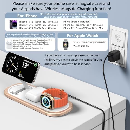 Ultimate 3-in-1 Wireless Charging Station for Apple Devices – Foldable & Portable Charger for i Phone 16/15/14/13/12 Series, Apple Watch Ultra/SE/6/5/4/3/2/1, and Air Pods Pro/2/3/4 – Fast, Efficient, and Travel-Friendly Design for Seamless Power Solutions