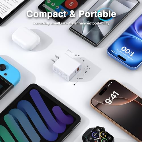 LCGENS 20 W Dual Port USB C Wall Charger Block – 2-Pack Fast Charging Power Adapter for i Phone 11/12/13/14/15/16 Pro Max, i Pad Pro, Samsung Galaxy – Portable and Efficient Charging Solution for Multiple Devices