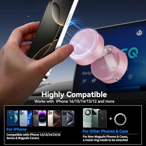 Electric Magnetic Car Phone Holder, 360 Rotation Vacuum Suction Cellphone Mount Foldable Car Mount Stand for iPhone12-16,Mirror/Glass/Screen/Smooth Surface (Not Charge Phone) – Enhanced Compatibility and Speed