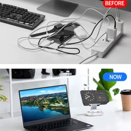 Ultimate 3 in 1 Wireless Charging Station for i Phone 16, 15, 14 Pro Max, Apple Watch & Air Pods – Fast Qi-Certified Dock for Android Devices, Sleek Bedside Solution for Efficient Multi-Device Charging
