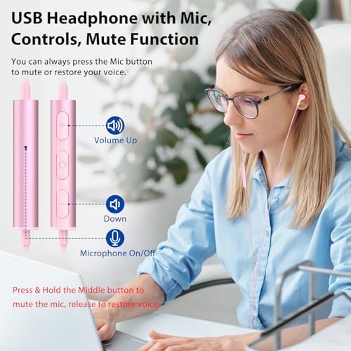 Enhance Your Audio Clarity: Advanced USB Wired Earbuds with 7.5 FT Cord, Noise-Canceling Mic, and Magnetic Storage – Ideal for Zoom Calls, Gaming, and Mac Book Pro Connectivity – Comfort Meets Performance