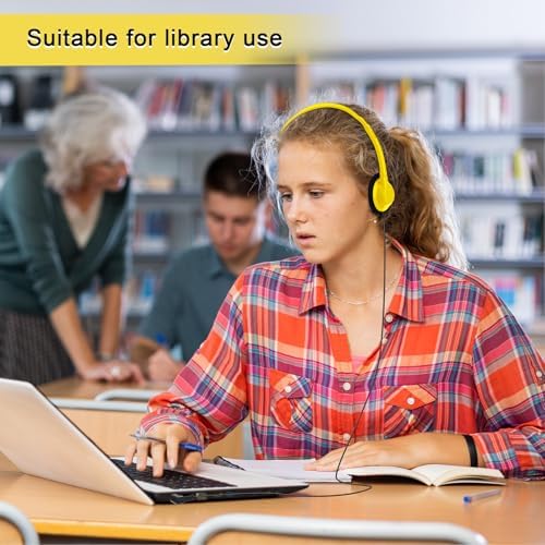 Yunsailing 30-Pack Classroom Headphones – Lightweight & Durable On-Ear Headsets with 3.5 mm Jack for Engaging Learning – Cheerful Light Yellow Color for Students and Teachers in Educational Settings